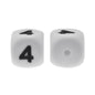 12mm Number Cube Square Star Heart Silicone Beads White 4
