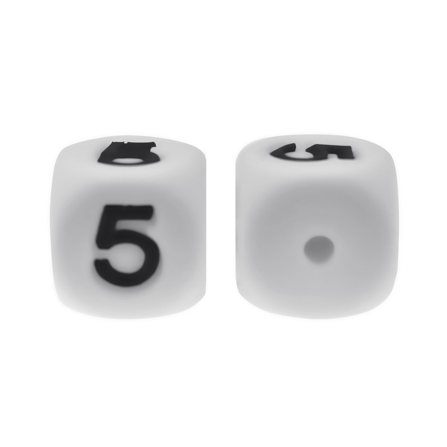 12mm Number Cube Square Star Heart Silicone Beads White 5