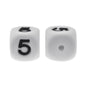 12mm Number Cube Square Star Heart Silicone Beads White 5