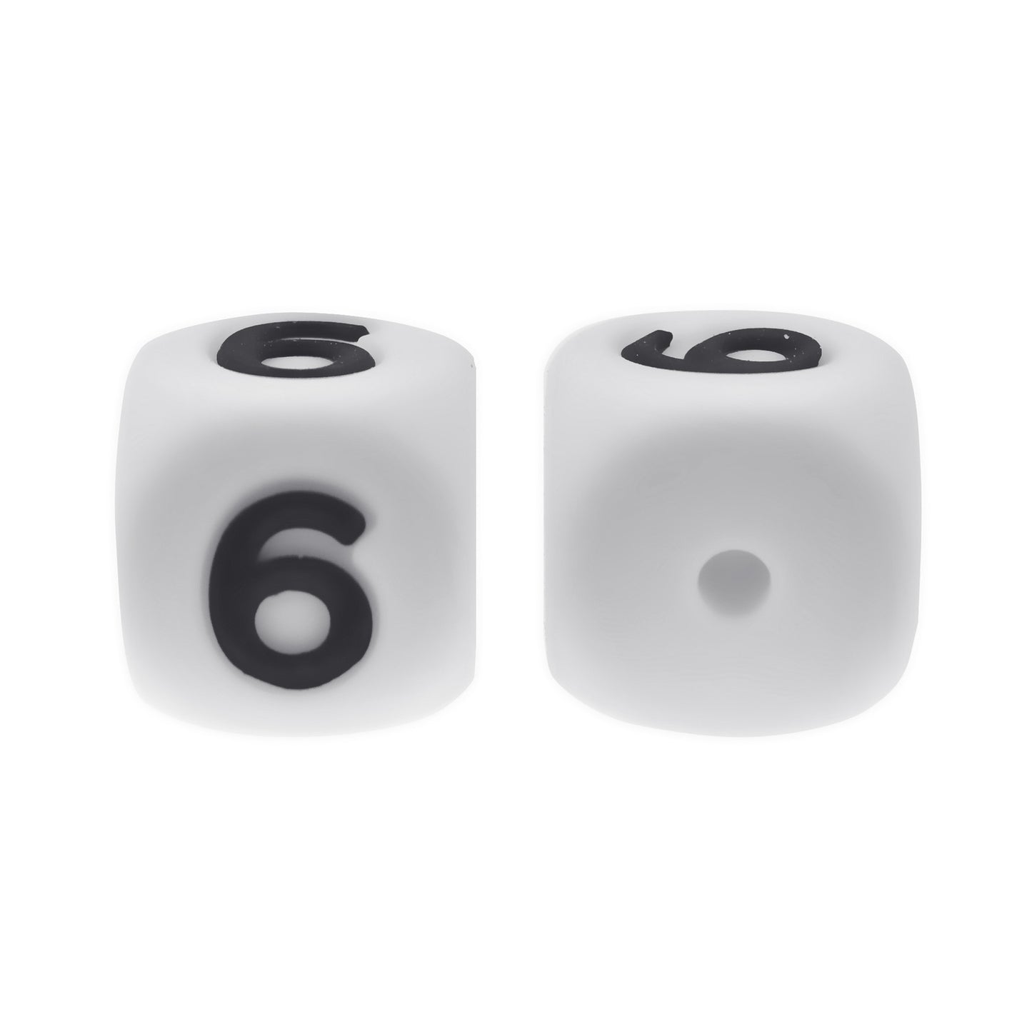 12mm Number Cube Square Star Heart Silicone Beads White 6