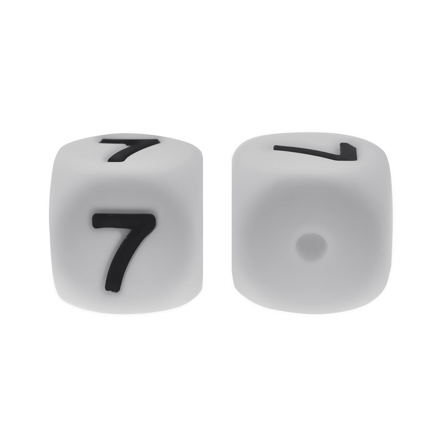 12mm Number Cube Square Star Heart Silicone Beads White 7