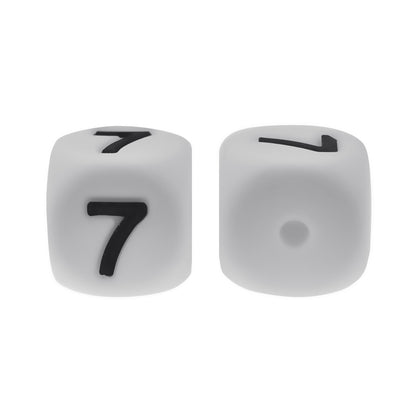 12mm Number Cube Square Star Heart Silicone Beads White 7