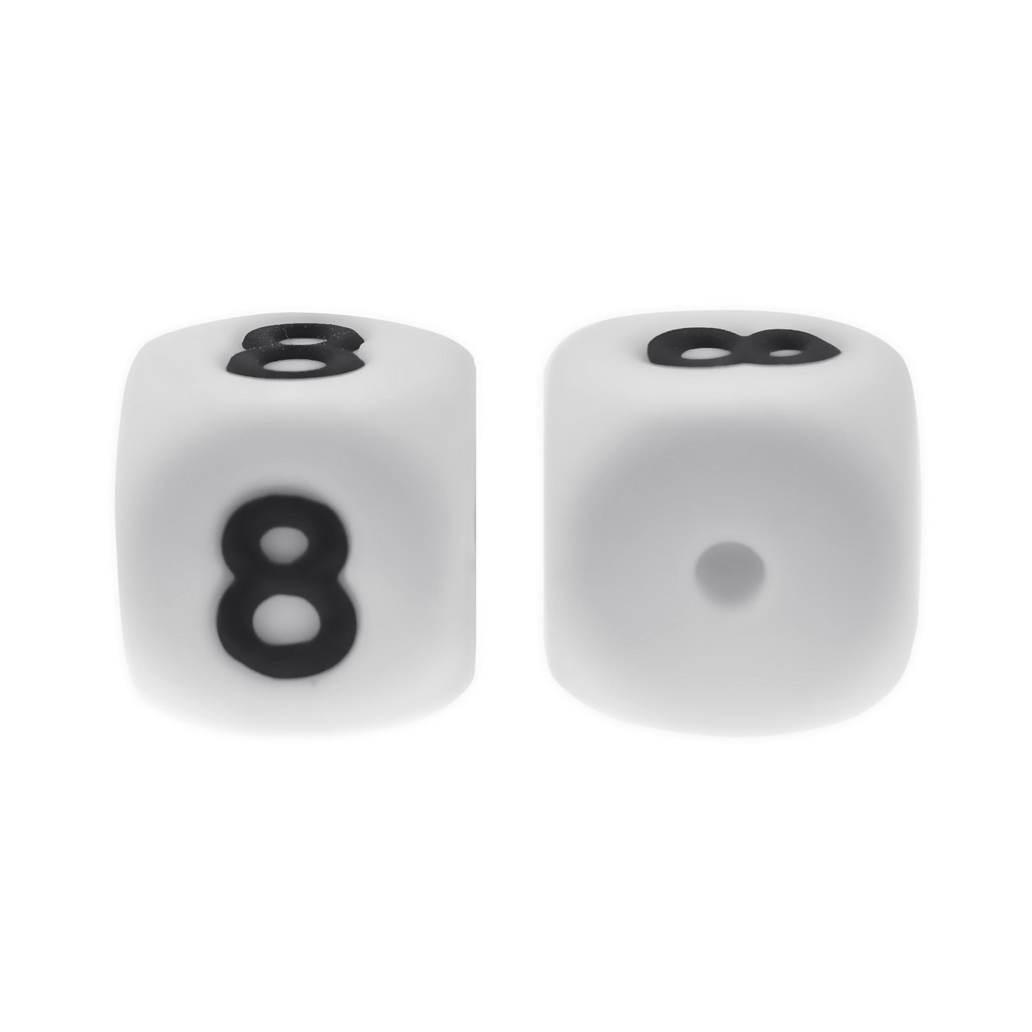 12mm Number Cube Square Star Heart Silicone Beads White 8