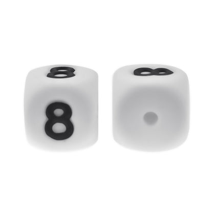 12mm Number Cube Square Star Heart Silicone Beads White 8