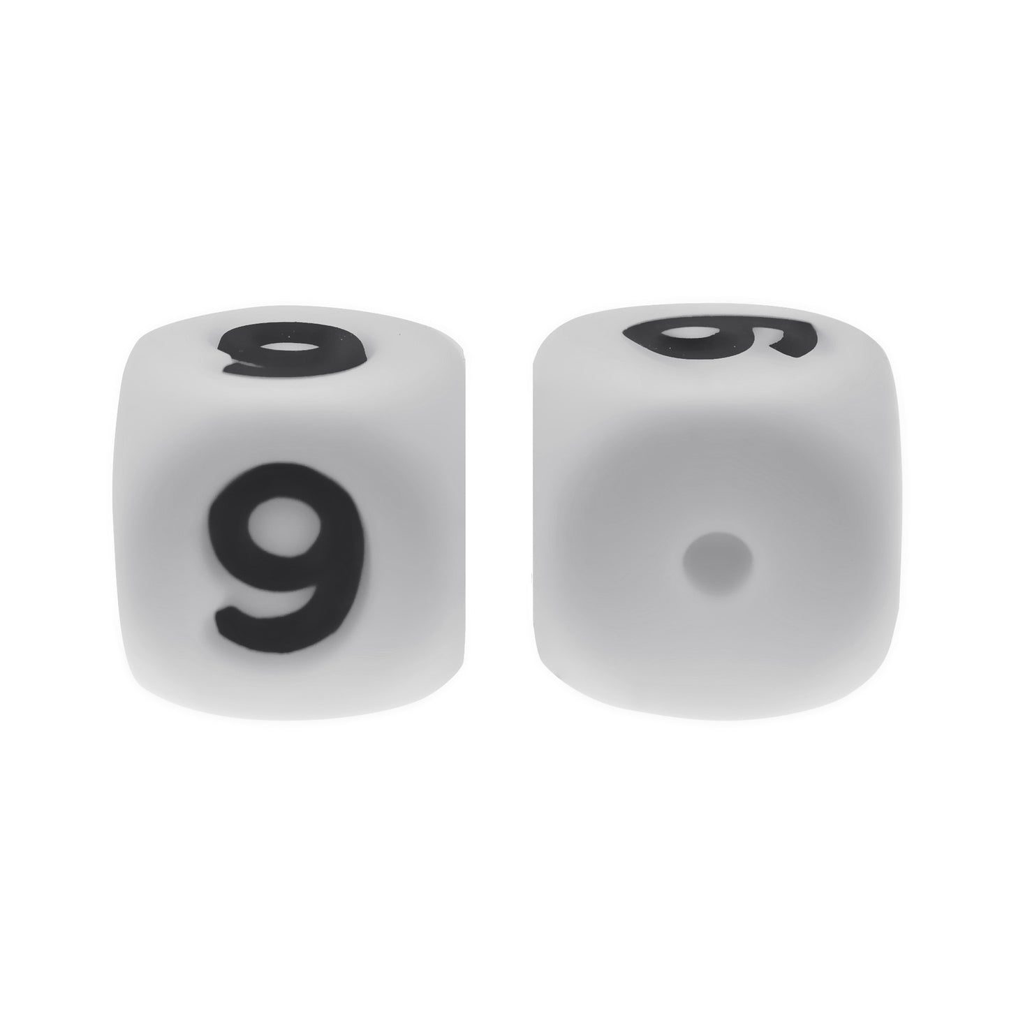 12mm Number Cube Square Star Heart Silicone Beads White 9
