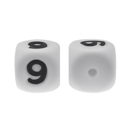 12mm Number Cube Square Star Heart Silicone Beads White 9