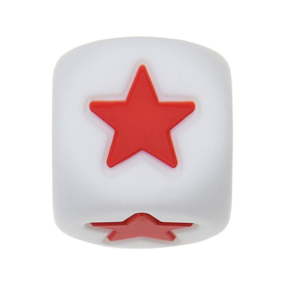 12mm Number Cube Square Star Heart Silicone Beads White Red Star