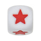 12mm Number Cube Square Star Heart Silicone Beads White Red Star