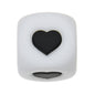 12mm Number Cube Square Star Heart Silicone Beads White black heart