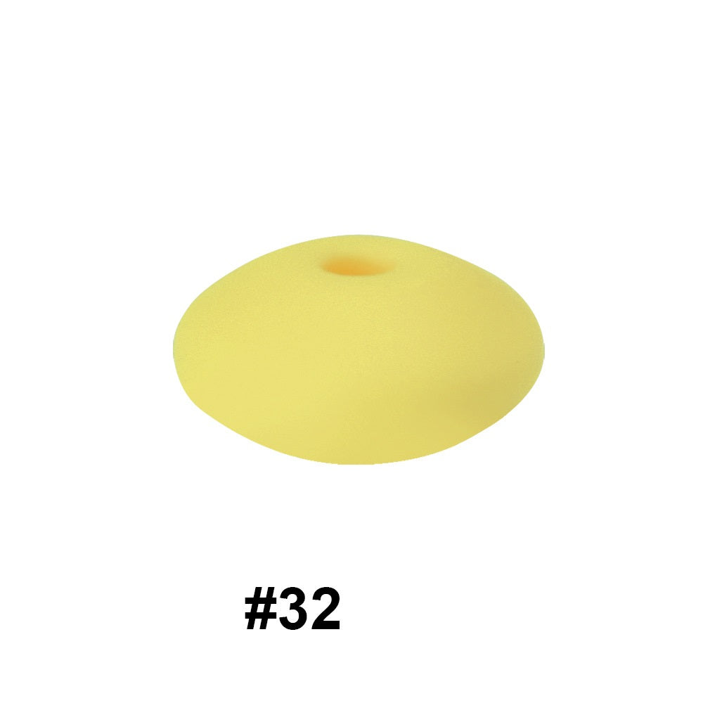 50pcs 14mm Flat Abacus Silicone Beads Solid Color Matte Finish 89