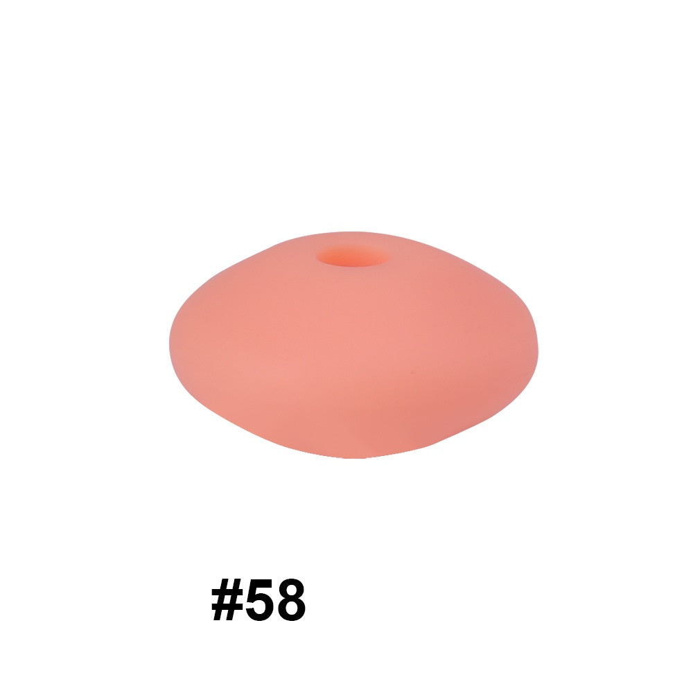50pcs 12mm Silicone Flat Spacer Beads Solid Color Matte Finish 14