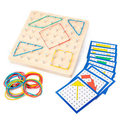 Wooden Montessori Toys Card Nail Board for Toddlers 15cm