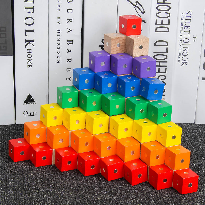 Wooden Magnetic Cube Building Blocks Montessori Toys 3