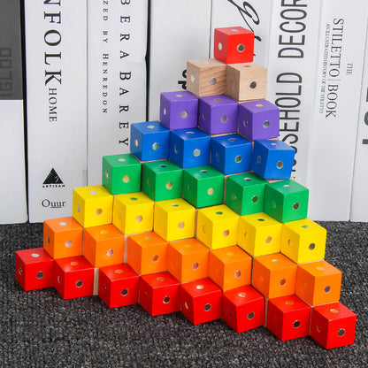 Wooden Magnetic Cube Building Blocks Montessori Toys 3