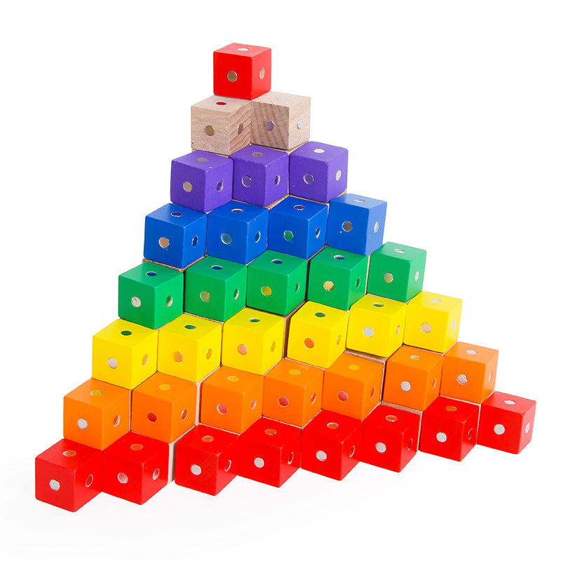 Wooden Magnetic Cube Building Blocks Montessori Toys