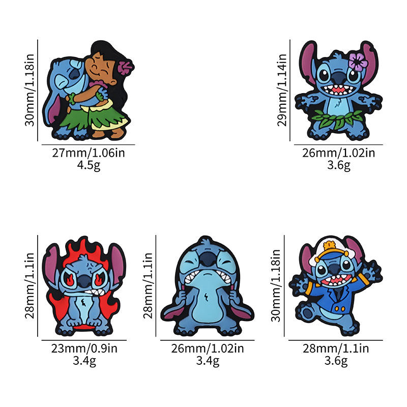 20Pcs Silicone Focal Beads Blue Alien Character Large Ears Variety 7