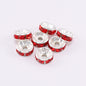 50pcs 8mm Rhinestone Spacer Beads Flat Silver Gold Rose Gold Black Gun 11