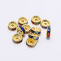 50pcs 8mm Rhinestone Spacer Beads Flat Silver Gold Rose Gold Black Gun 9