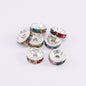 50pcs 8mm Rhinestone Spacer Beads Flat Silver Gold Rose Gold Black Gun 8