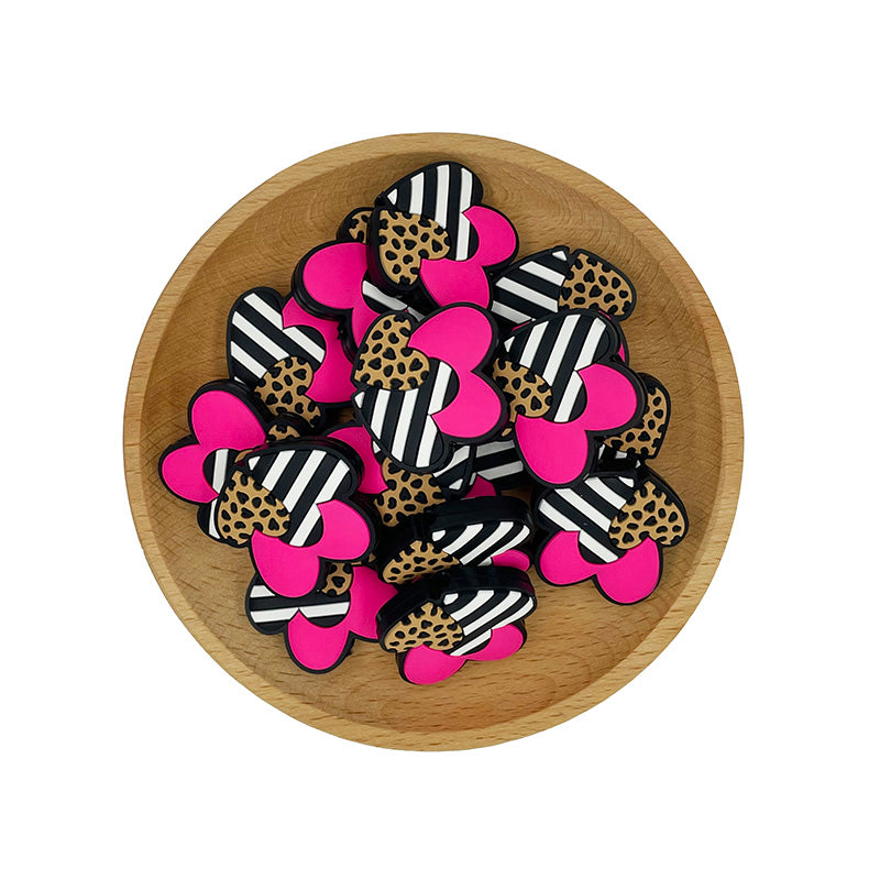 20pcs Silicone Focal Beads Three Hearts Cluster Design 2