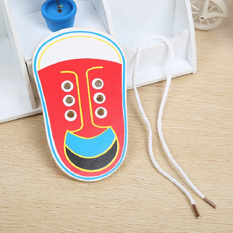 Wooden Montessori Toys Practice Tying Shoelaces Learning Toy 4
