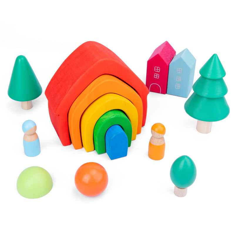 Wooden Cabin Building Blocks Educational Building Blocks Toy 2
