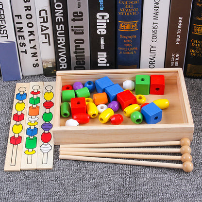 Wooden Montessori Toys Color Matching Beaded Box for Toddlers 2