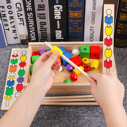 Wooden Montessori Toys Color Matching Beaded Box for Toddlers 3
