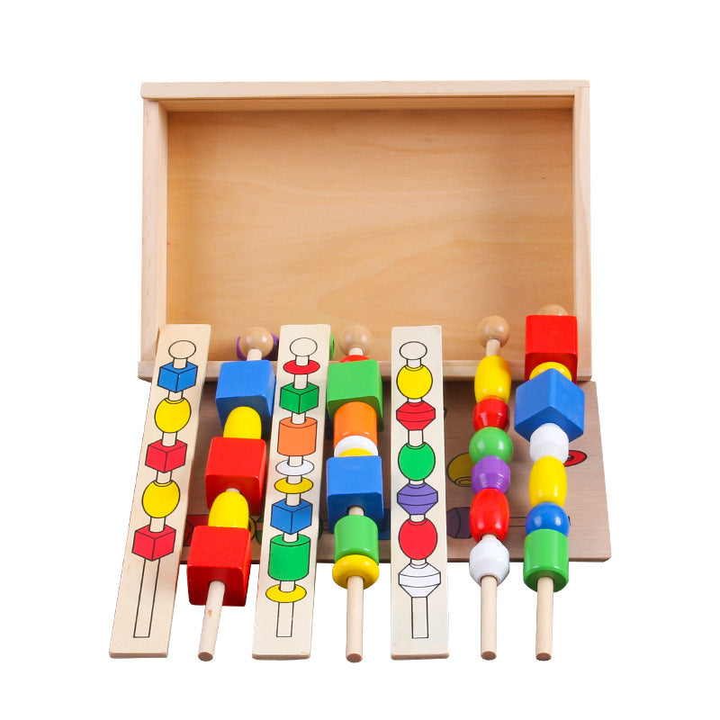 Wooden Montessori Toys Color Matching Beaded Box for Toddlers