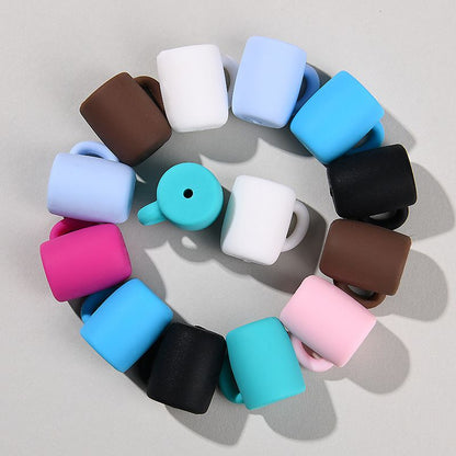 50pcs Silicone Focal Beads Colorful Cup Shape with Handle 4