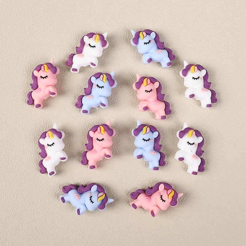 20Pcs Silicone 3D Focal Beads Unicorn Sleeping Pose