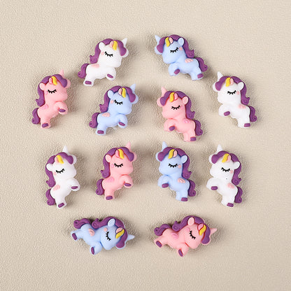20Pcs Silicone 3D Focal Beads Unicorn Sleeping Pose