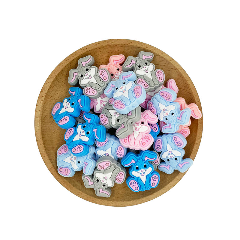 20pcs Silicone Focal Beads Rabbit Sitting Pose 2