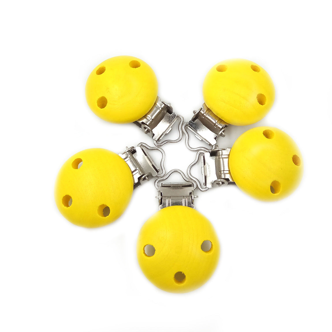 Wooden Pacifier Clip 30mm Three-Hole Round Teething Toy 10