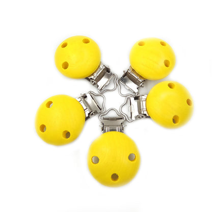 Wooden Pacifier Clip 30mm Three-Hole Round Teething Toy 10