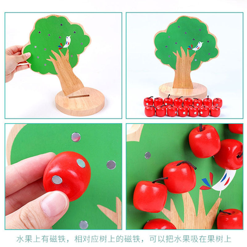 Wooden Magnetic Apple Tree Montessori Toys for Kids 2