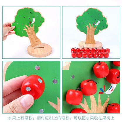 Wooden Magnetic Apple Tree Montessori Toys for Kids 2