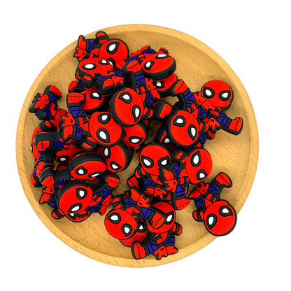 20pcs Silicone Focal Beads Red Blue Web Suit Superhero Front Facing 2