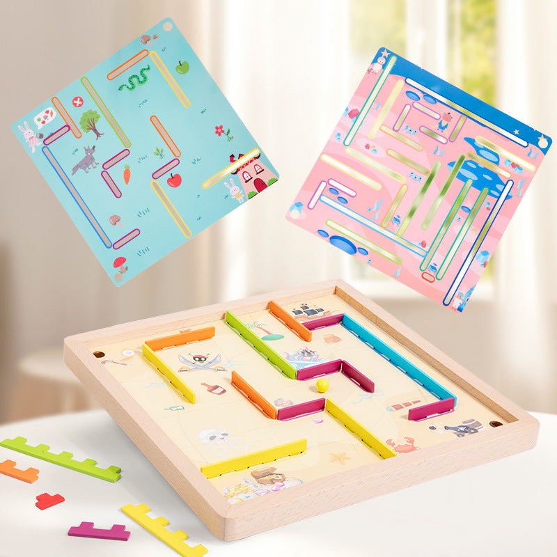 Wooden Thinking Maze Montessori Toys Educational Puzzle for Kids 4
