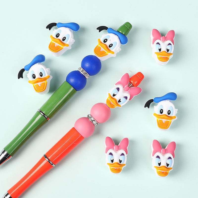 20Pcs Silicone 3D Focal Beads Blue Alien Character Large Ears Pink Rabbit Bow 5