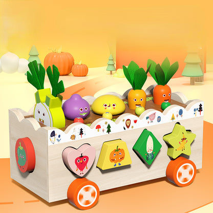 Wooden Montessori Toys Farm Fruit Vegetable Car Educational Toy 2