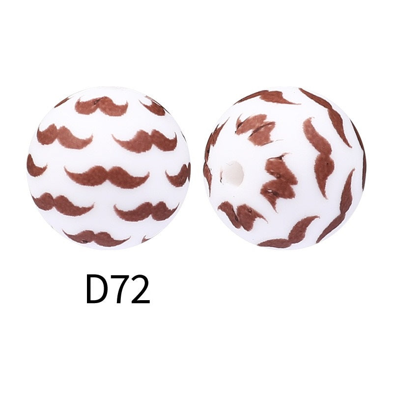 50pcs 15mm Rhombus Printed Silicone Beads Colorful Design 42
