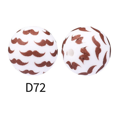 50pcs 15mm Rhombus Printed Silicone Beads Colorful Design 42
