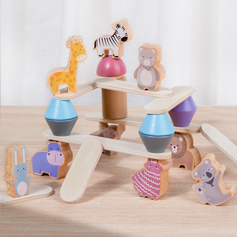 Wooden Dinosaur Building Blocks Balanced Assembly Educational Toy 6