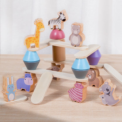 Wooden Dinosaur Building Blocks Balanced Assembly Educational Toy 6