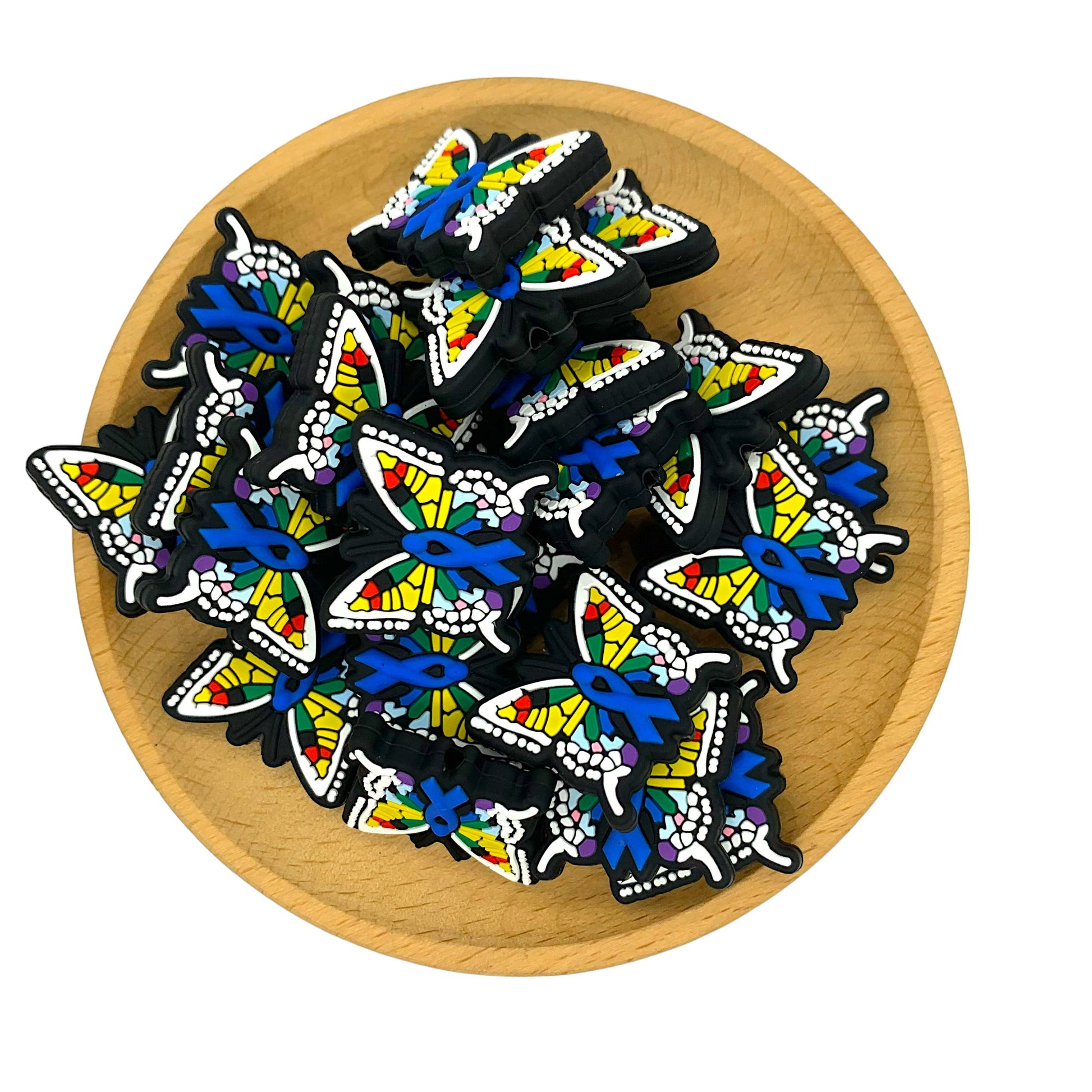 20pcs Silicone Focal Beads Ribbon Butterfly Front Facing 2
