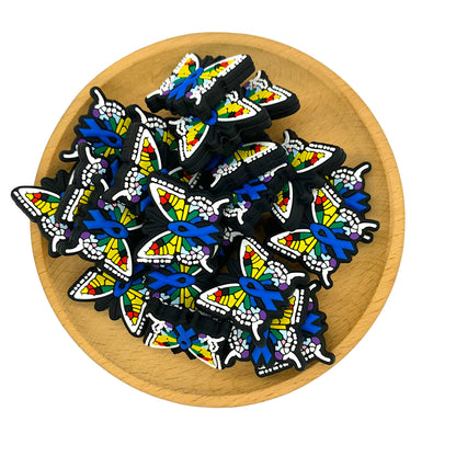 20pcs Silicone Focal Beads Ribbon Butterfly Front Facing 2