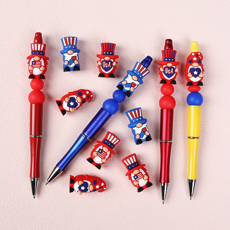 20Pcs Silicone 3D Focal Beads Independence Day Dwarf USA Theme 8