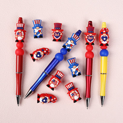 20Pcs Silicone 3D Focal Beads Independence Day Dwarf USA Theme 8