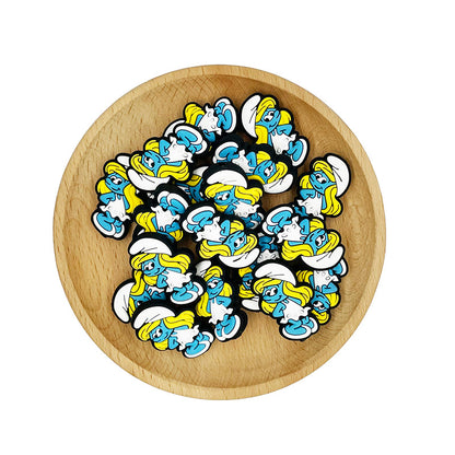 20pcs Silicone Focal Beads Blue Female Cartoon Character Side Profile 2